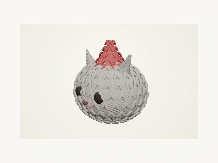 Gattino con cappello fragola - Esempio di amigurumi all'uncinetto fatto a mano